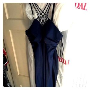 Floor length midnight blue gown